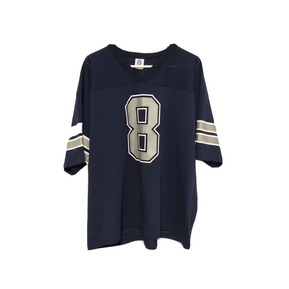 VTG Troy Aikman Dallas Cowboys NFL Navy Blue Logo 7 Jersey Mens Sz XL USA Made